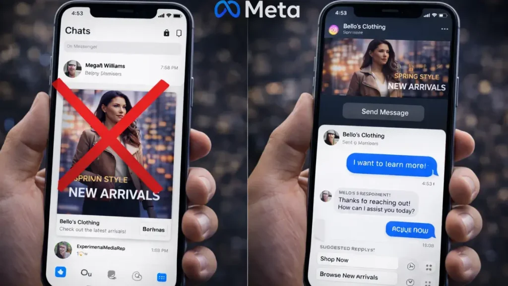 Click-to-Message ad flow replacing deprecated Messenger inbox ads november 2025