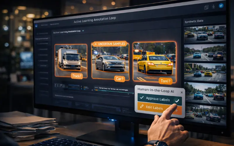 active learning annotation and human-in-the-loop AI dashboard