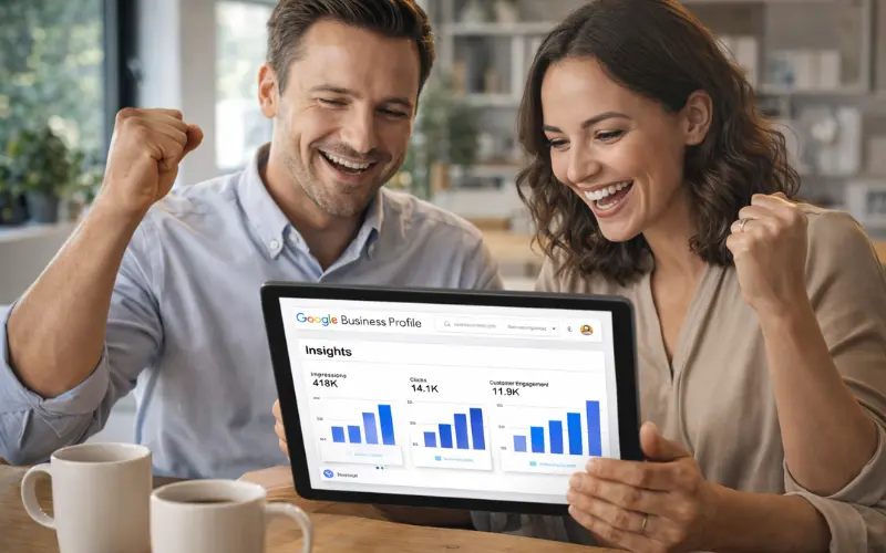 11. Small business team celebrating improved results after applying google business profile updates news 2026